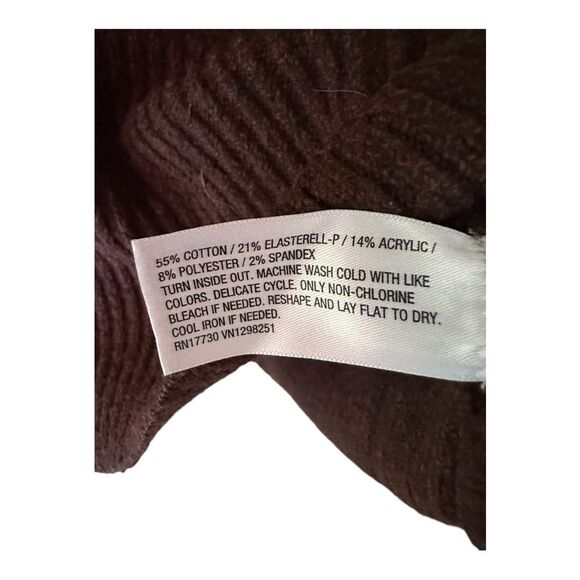 Women's Mock Turtleneck Pullover Sweater - A New Day Brown/Ivory Striped Size XS - Picture 5 of 5